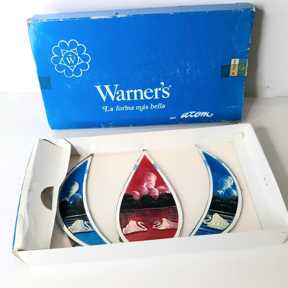 Vintage Warner's French Hand Painted Mirrors Wall Hangings Glass Inserts Accents
